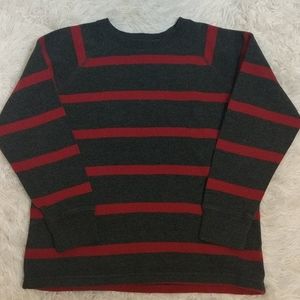 GAP Red and Grey Long Sleeved Crew Henley Sweater
